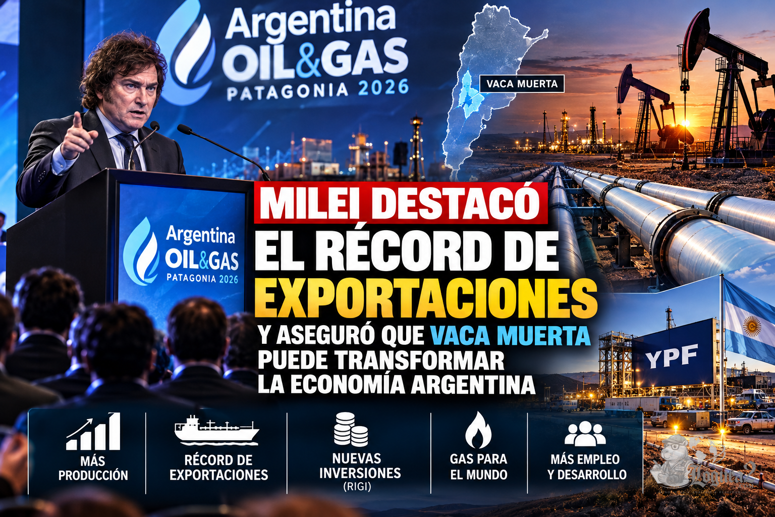 MILEI DESTACÓ EL RÉCORD DE EXPORTACIONES Y ASEGURÓ QUE VACA MUERTA PUEDE TRANSFORMAR LA ECONOMÍA ARGENTINA