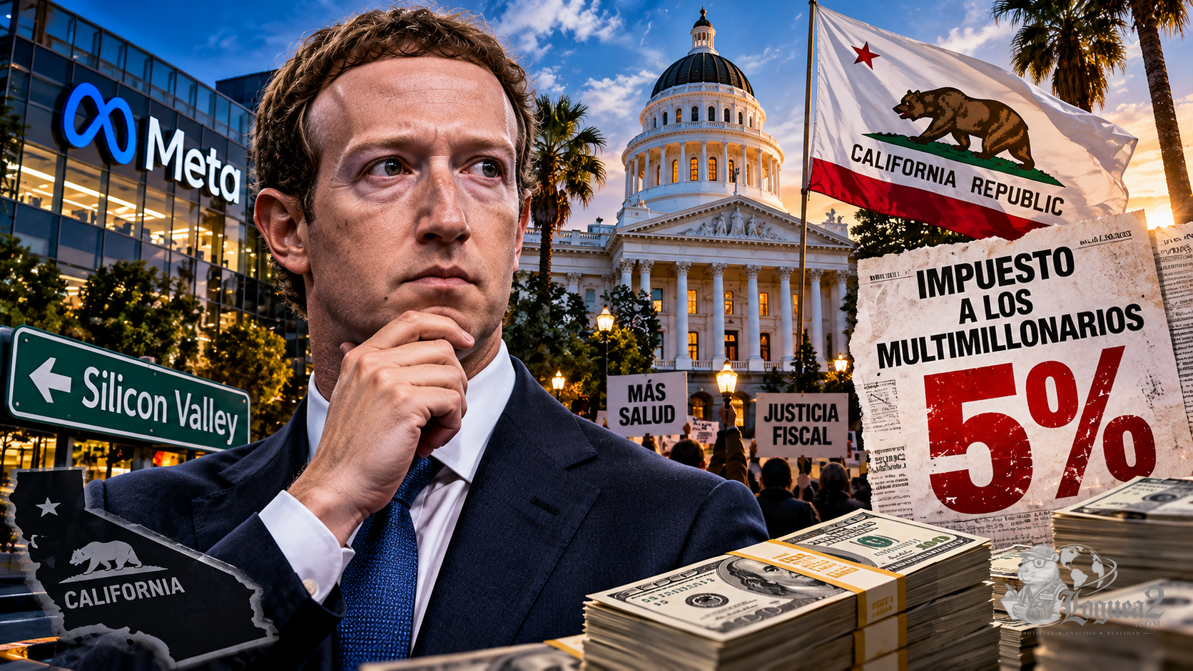 Un impuesto a los multimillonarios sacude California: Zuckerberg evaluó marcharse y Meta negoció para retenerlo
